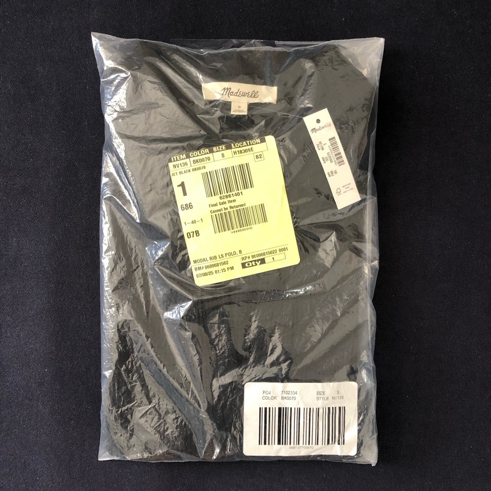 Madewell Black Polo Top (NWT) - Picture 2 of 3